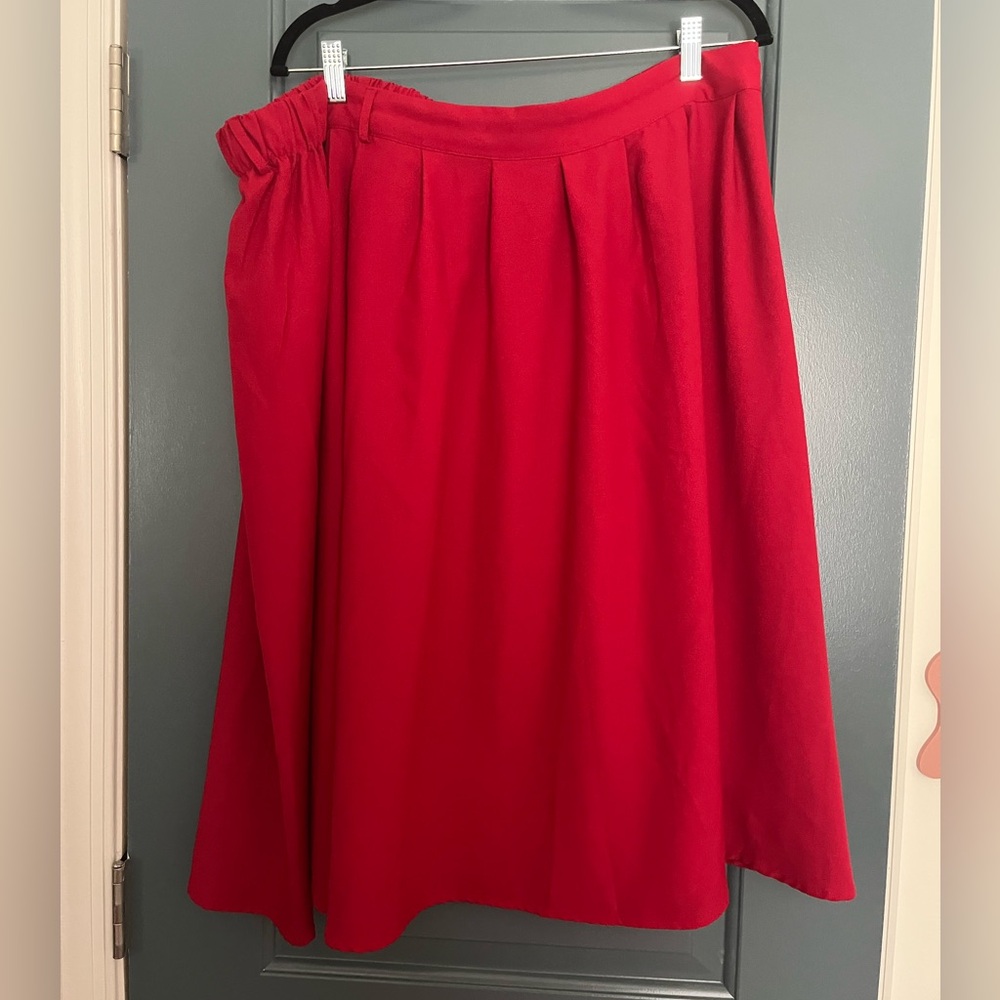 Modcloth Vibrant Red Pull-On Midi Skirt 2x